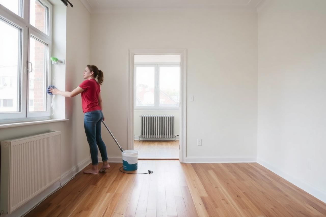 Leere Wohnung wird nach dem Auszug gereinigt